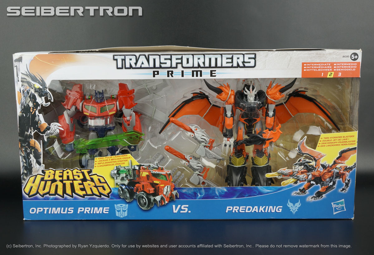Transformers, Teenage Mutant Ninja Turtles, Masters of the Universe, Comic Books and more! listings from Seibertron.com: Transformers Prime Beast Hunters Voyager Class OPTIMUS PRIME + PREDAKING with Prototype Predacon Symbol UK Exclusive 2-Pack New 2013