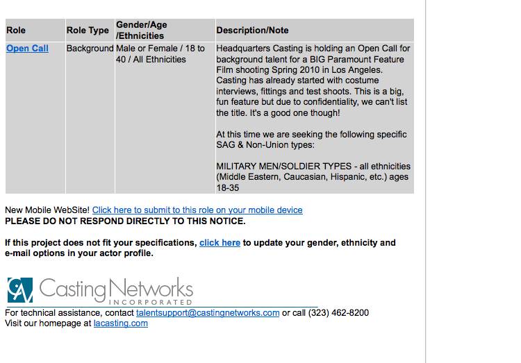 Transformers News: More TRANSFORMERS 3 Los Angeles Casting Call Information Image