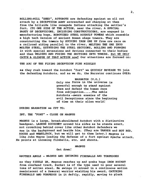 Ron Friedman's first Transformers The Movie script now online