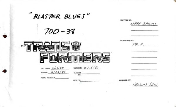 Blaster Blues storyboards and over 150 G1 model sheets online