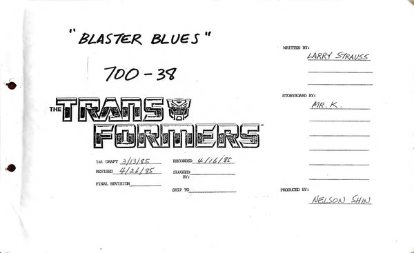 Blaster Blues storyboards and over 150 G1 model sheets online