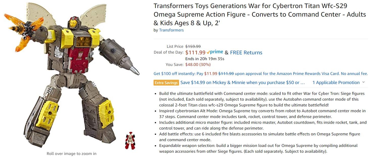 Transformers News: Siege Titan Omega Supreme hits $112 on Amazon for a Limited Time