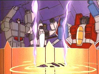 Astrotrain, Ramjet, and Starscream celebrate!