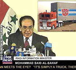 Iraqi Information Minister has conference about Optimus Prime