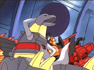 Grimlock scratches his head while sitting down