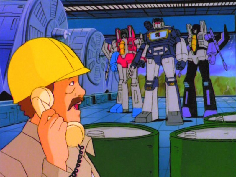 Worker on phone by Decepticons