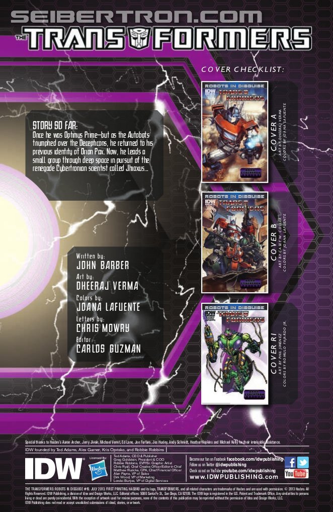 IDW Transformers: Robots in Disguise #19 Preview