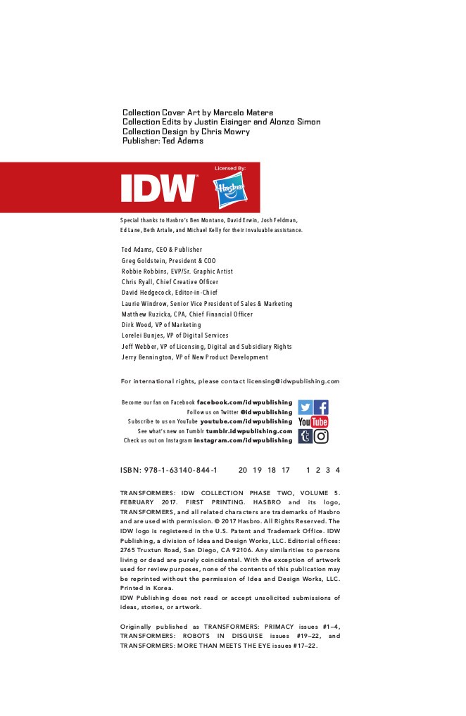 Transformers News: Preview of Transformers: IDW Collection Phase Two Volume 5