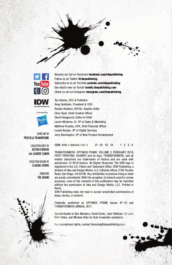 Transformers News: Preview for IDW Transformers: Optimus Prime Volume 2 TPB