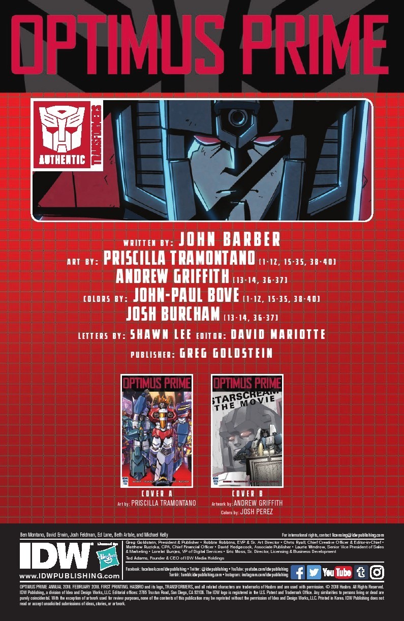 Transformers News: Full Preview for IDW Transformers Optimus Prime Annual 2018 - Thundercracker in Starscream: The Movi