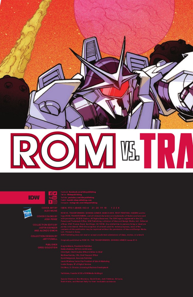 Transformers News: Full Preview for IDW Rom Vs Transformers: Shining Armor TPB