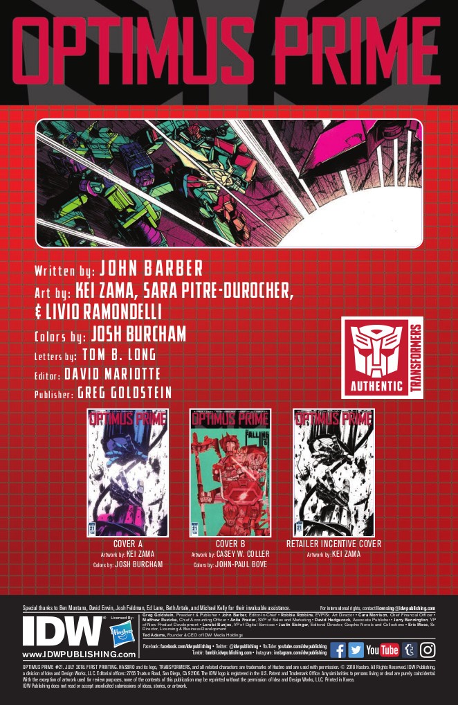 Transformers News: Full Preview for IDW Transformers Optimus Prime #21