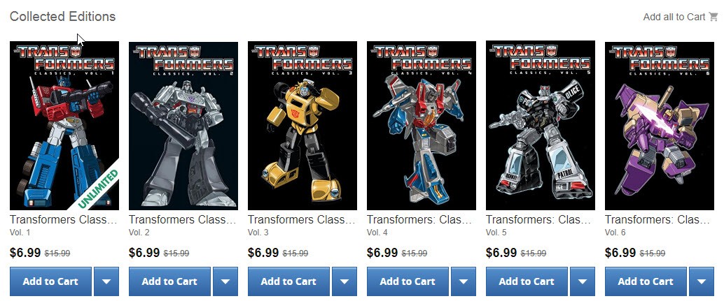 Transformers News: ComiXology and Kindle Sale for Transformers Classics and IDW Colellection Series Transformers News: ComiXology and Kindle Sale for Transformers Classics and IDW Colellection Series