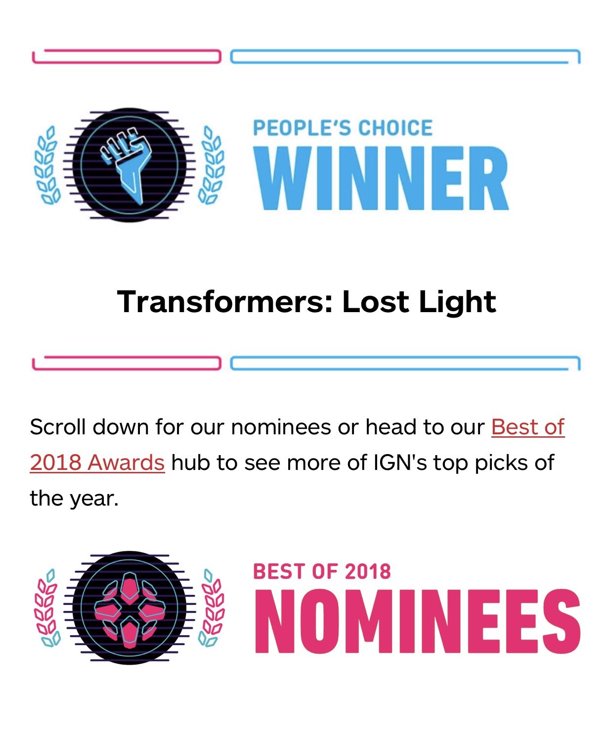 Transformers News: IDW's Transformers: Lost Light wins IGNs Best Comic Series 2018 People's Choice Award Transformers News: IDW's Transformers: Lost Light wins IGNs Best Comic Series 2018 People's Choice Award