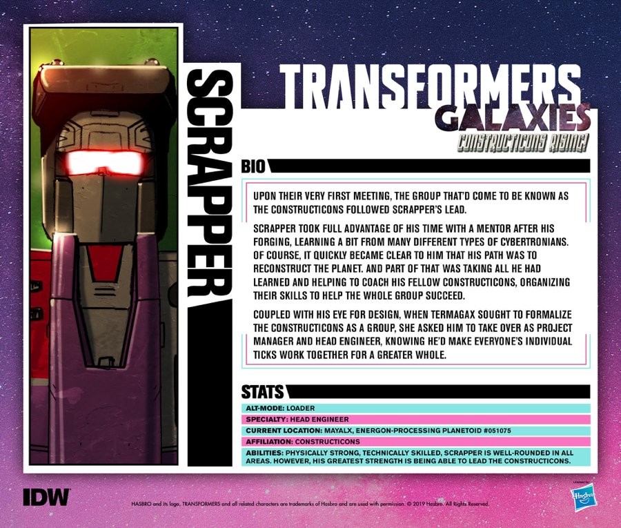 Transformers News: IDW Transformers Galaxies All Constructicon Tech Specs Posted Transformers News: IDW Transformers Galaxies All Constructicon Tech Specs Posted