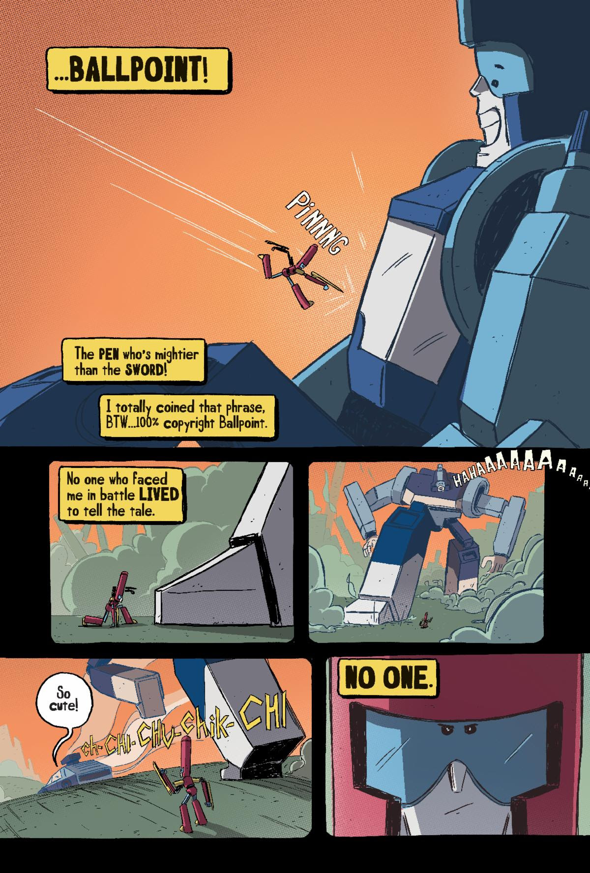 Transformers News: We Have a Preview for the Comic about a Transformer that turns into a Ballpoint Pen