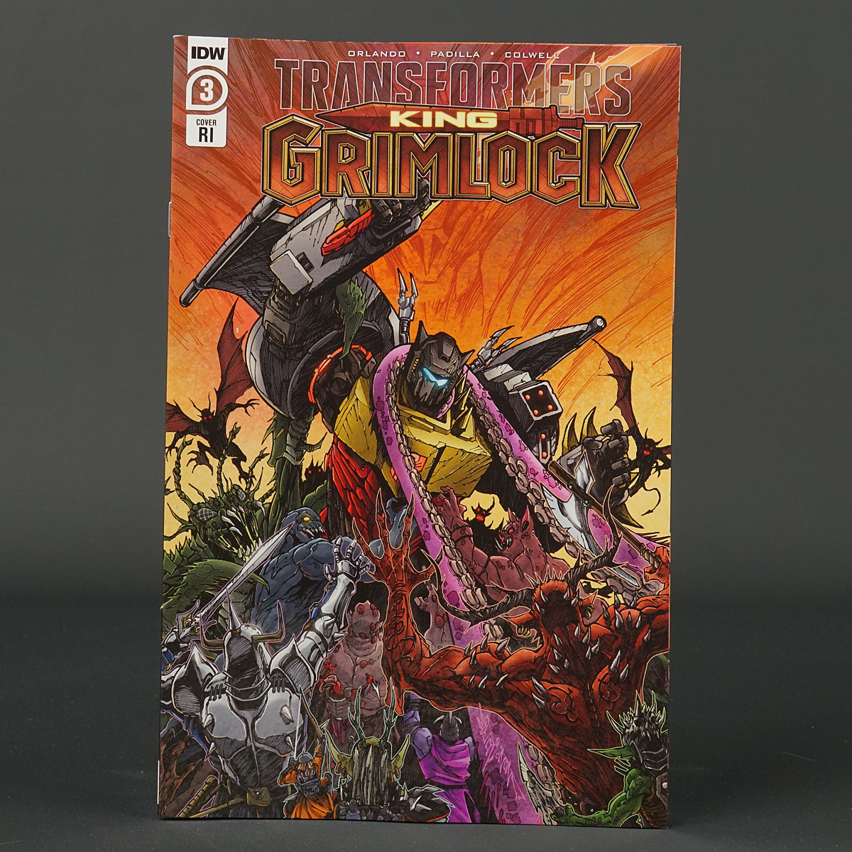 Transformers KING GRIMLOCK #3 RI 1:10 IDW Comics 2021 AUG210588 3RI (CA) Milne