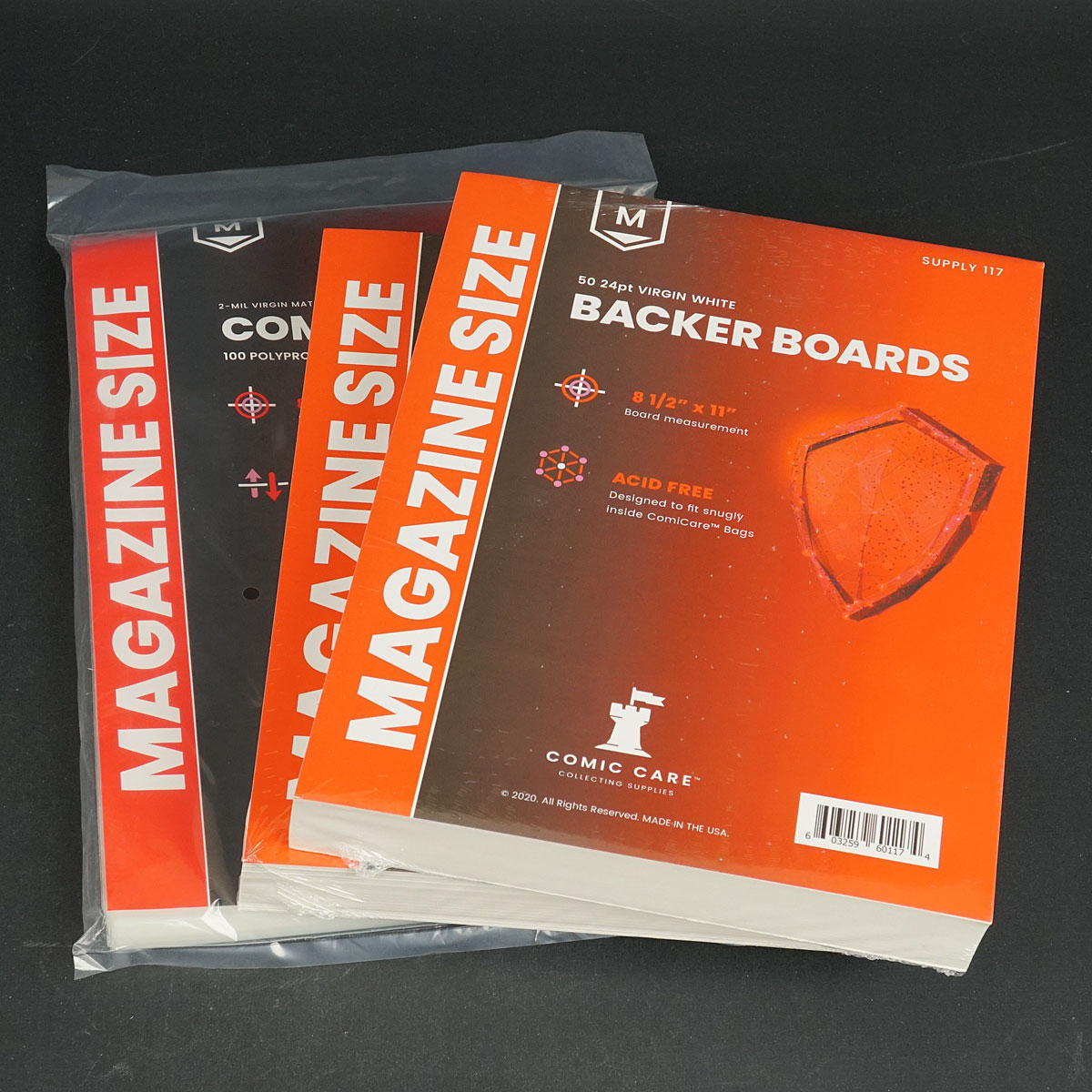 MAGAZINE Size 100 BAGS + Backer BOARDS pack set 8.75" x 11" Comic Care NEW