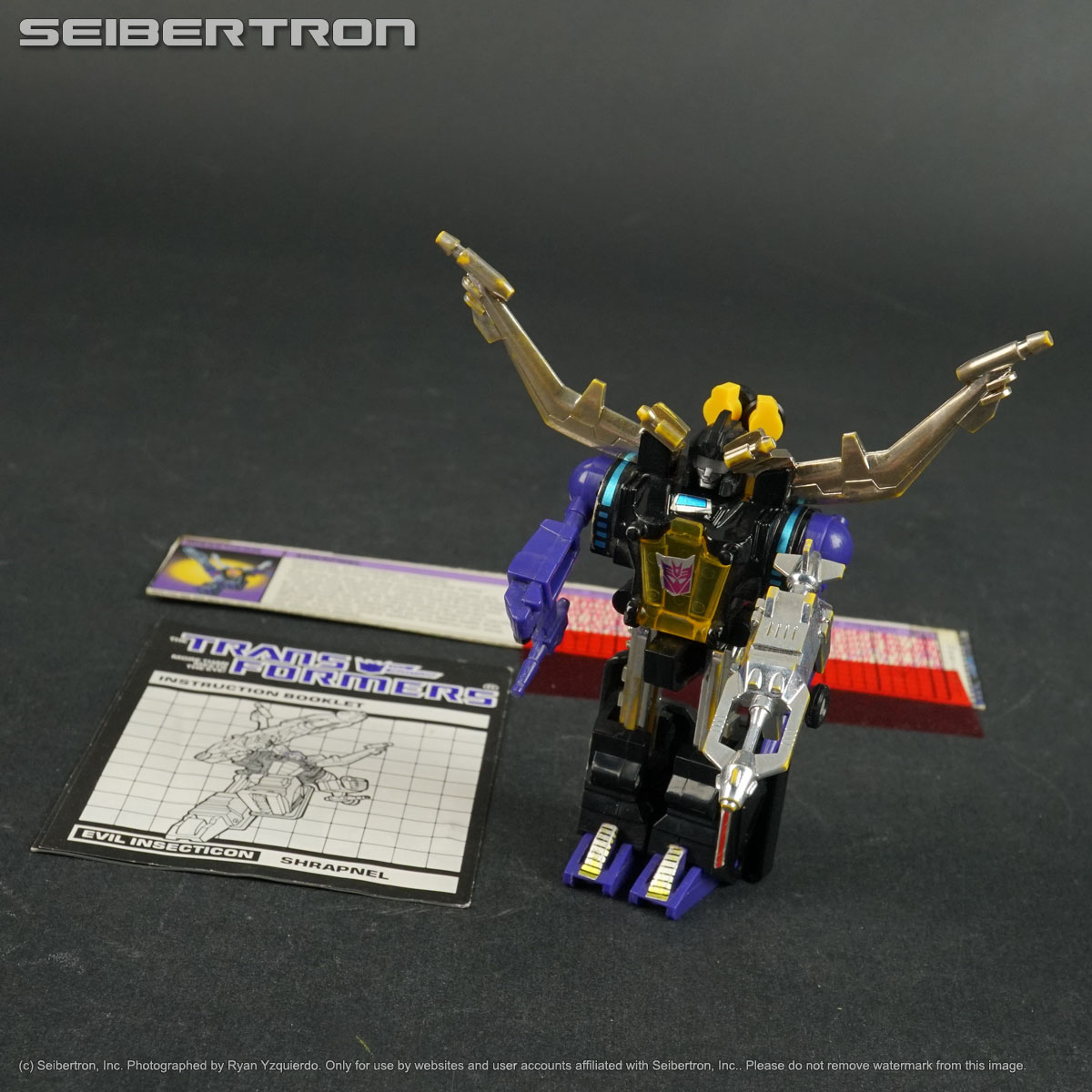 SHRAPNEL Transformers G1 Insecticons complete + instructions + more Hasbro 1985 221122A