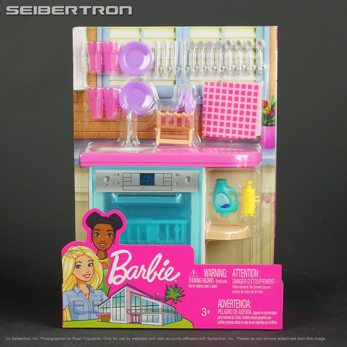 Barbie Indoor Furniture Set KITCHEN DISHWASHER + Accessories Pack 2019 New