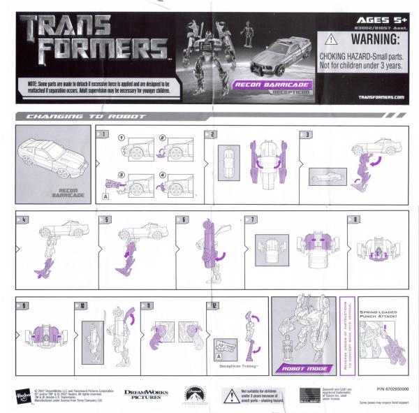 Instructions for Recon Barricade