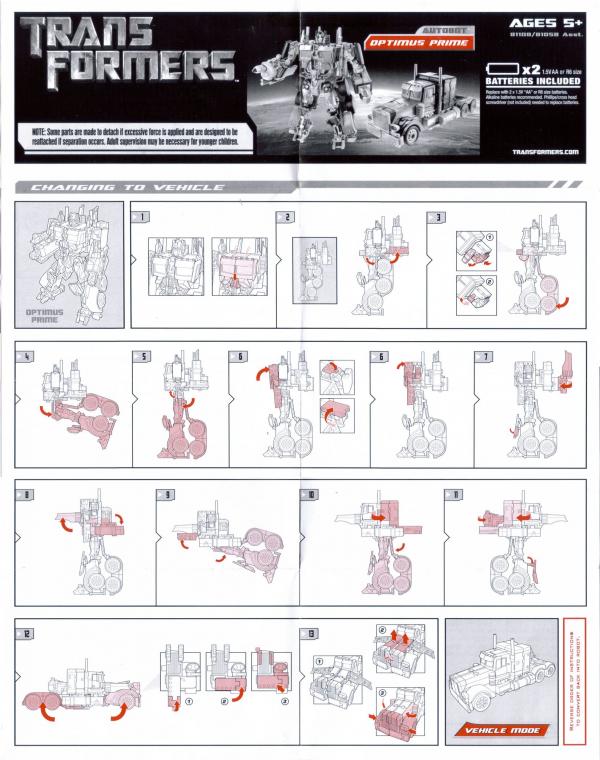 Instructions for Optimus Prime