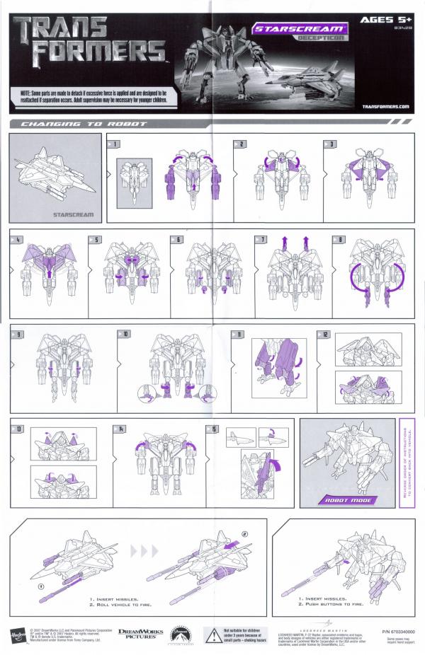 Instructions for Starscream (G1)