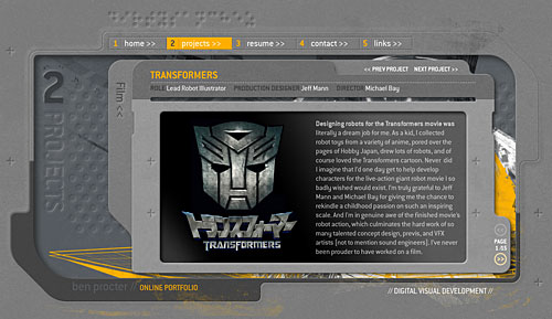 Transformers News: Transformers Movie's Lead Robot Illustrator updates his website Ben Procter - Lead Robot Illustrator on the Transformers Movie