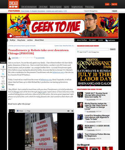 Transformers News: Chicago Tribune sites feature Seibertron.com photos of Transformers 3 Image
