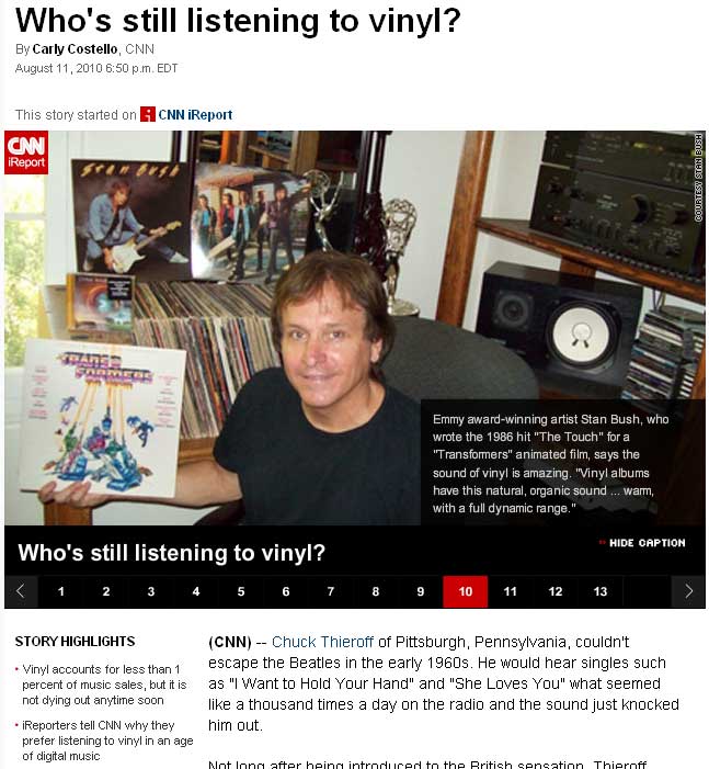Transformers News: Stan Bush Featured in CNN Article About Vinyl Records Image