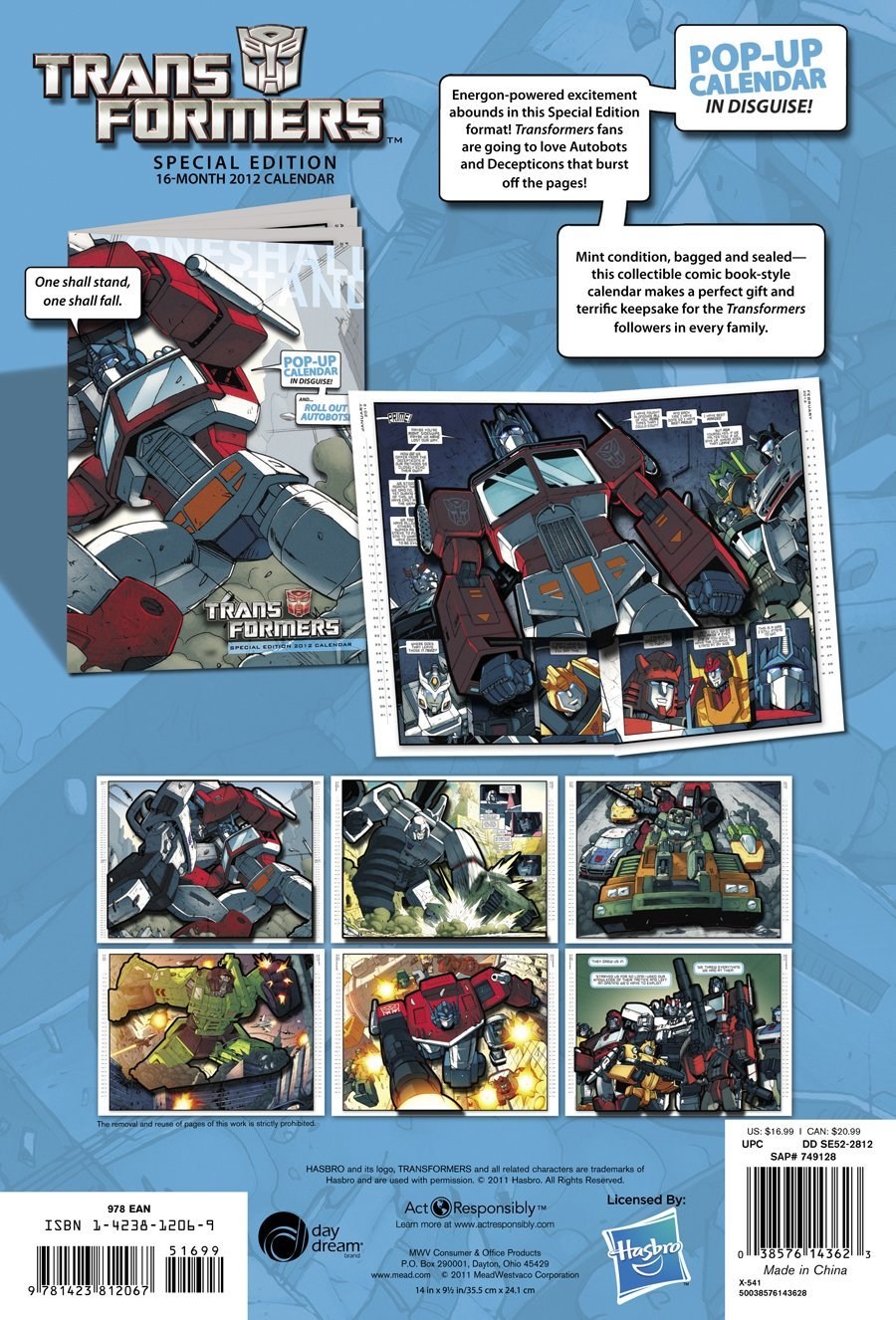 Transformers News: 2012 Transformers Special Edition Wall Calendar Preview Image