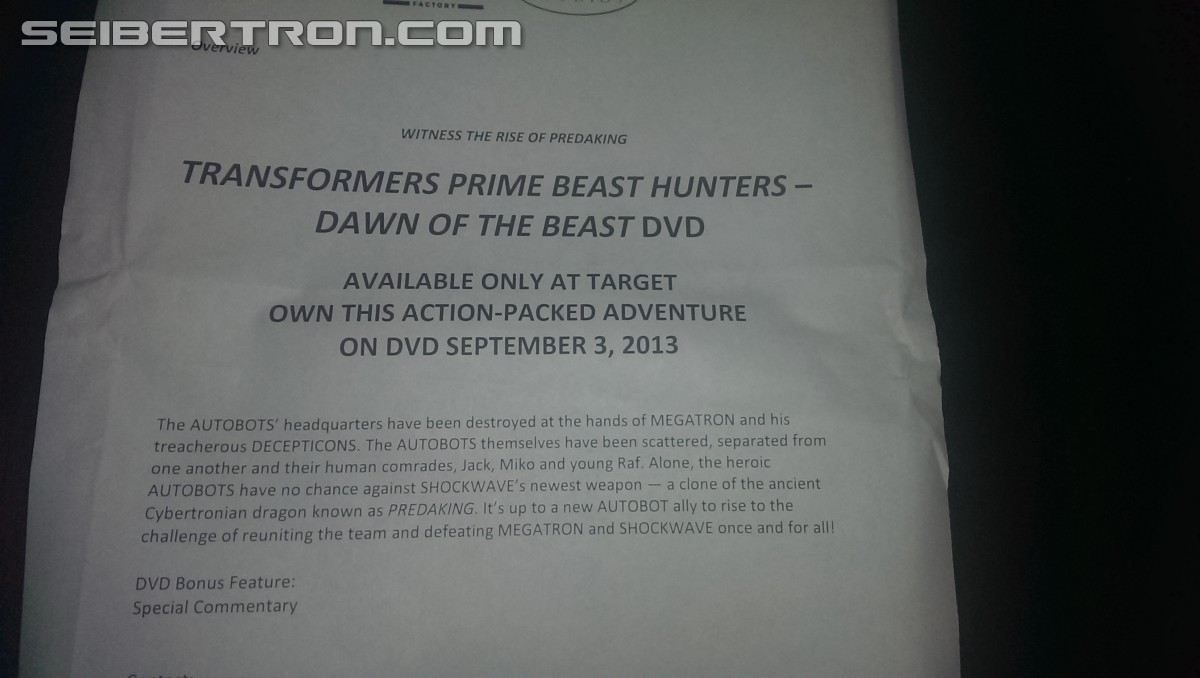 Target Exclusive Transformers Prime Beast Hunters: Dawn of the Beast DVD