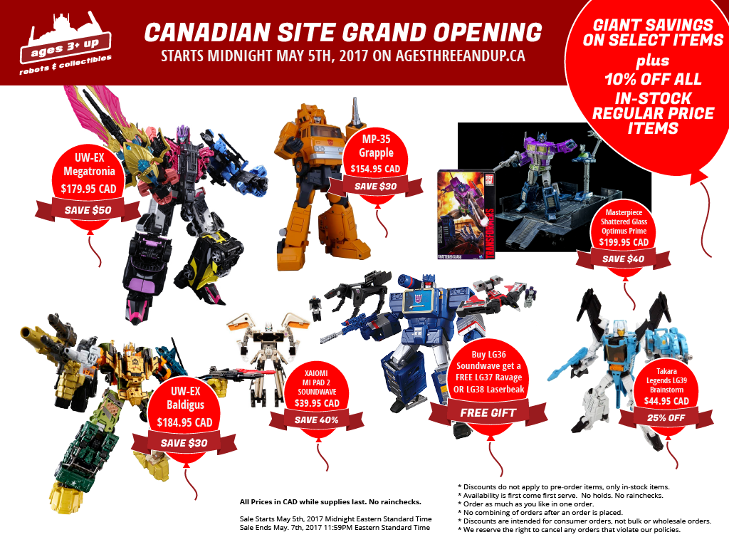 Transformers News: Ages Three and Up - Canada Online Store Grand Opening Sale! Transformers News: Ages Three and Up - Canada Online Store Grand Opening Sale!