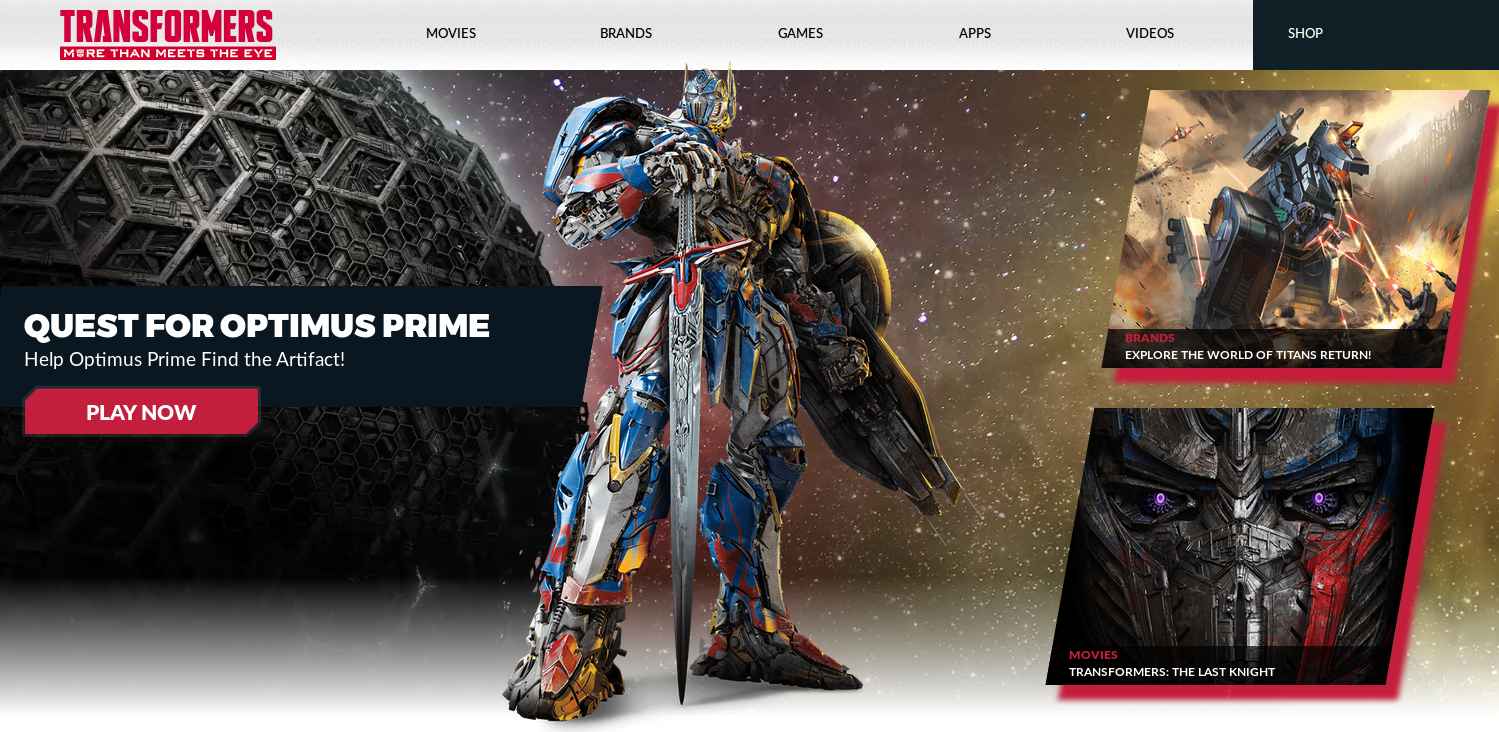 Transformers News: New Hasbro Transformers: The Last Knight Site Update with Quest for Optimus Prime Games