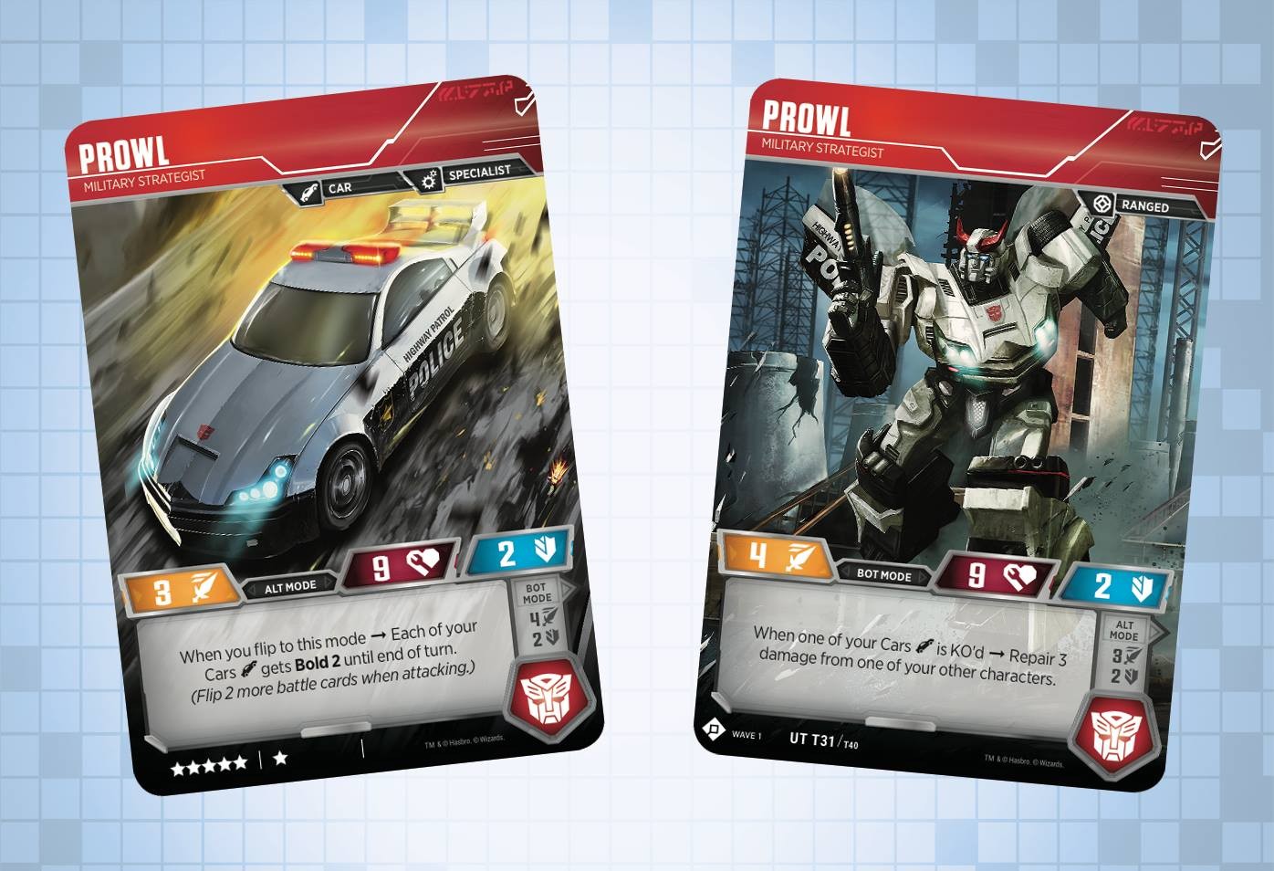 Transformers News: Prowl, Skywarp and Wheeljack revealed for the Official Transformers Trading Card Game
