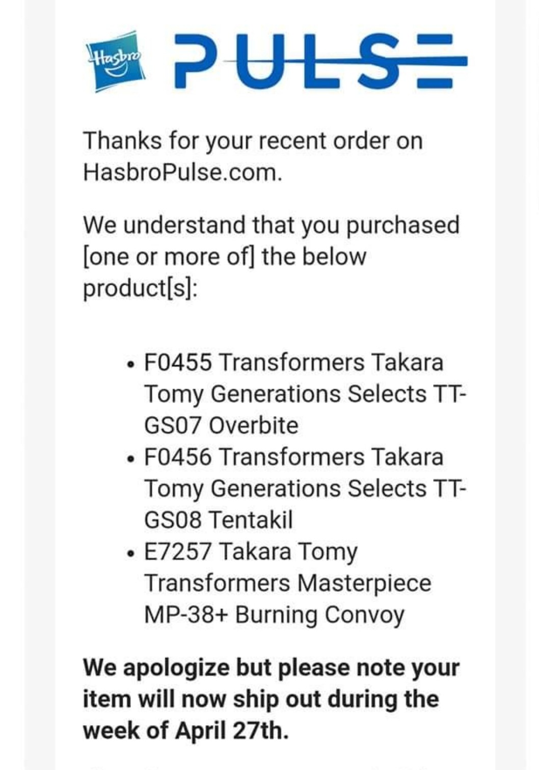 Transformers News: Generations Selects Overbite, Tentakil and MP-38+ Burning Convoy Delayed Via Hasbro Pulse