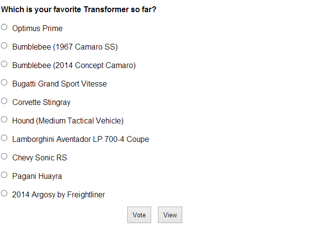 Favorite Transformers Poll on MichaelBay.com