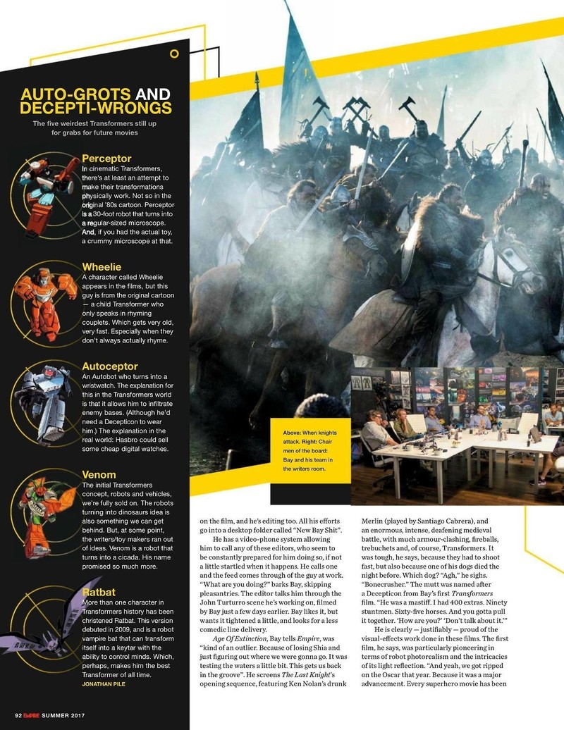 Transformers News: Scans for Empire Magazine Transformers: The Last Knight Article: Prequels, Sequels, and More