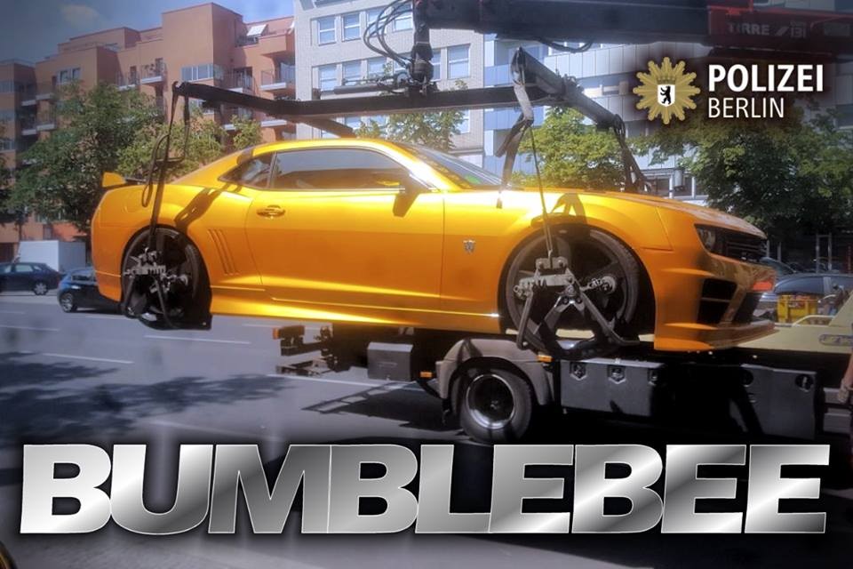 Transformers News: Promotional The Last Knight Bumblebee and Barricade cars towed away by German Police