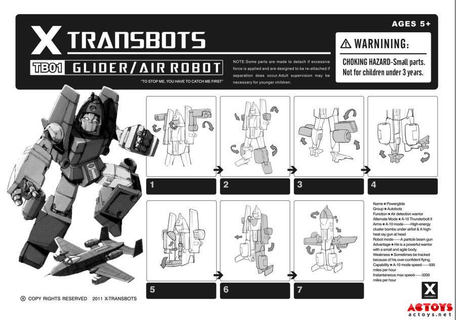 X Transbots TB01 Glider / Air Robot Instructions