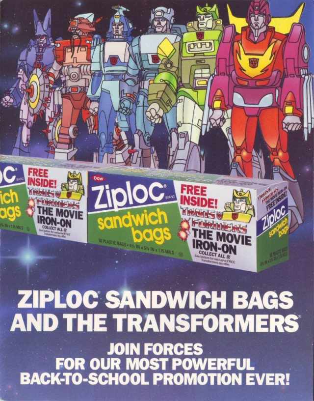 1986 Transformers The Movie Ziploc Promotion Salesman’s Sample Kit