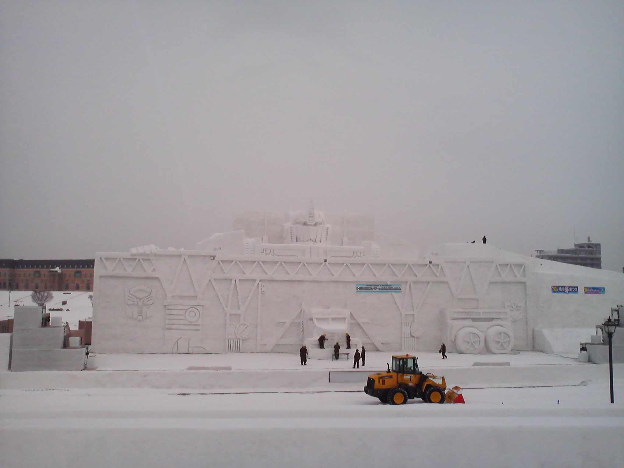 Winter Festival 16 Meter Optimus Prime Snow Sculpture Complete