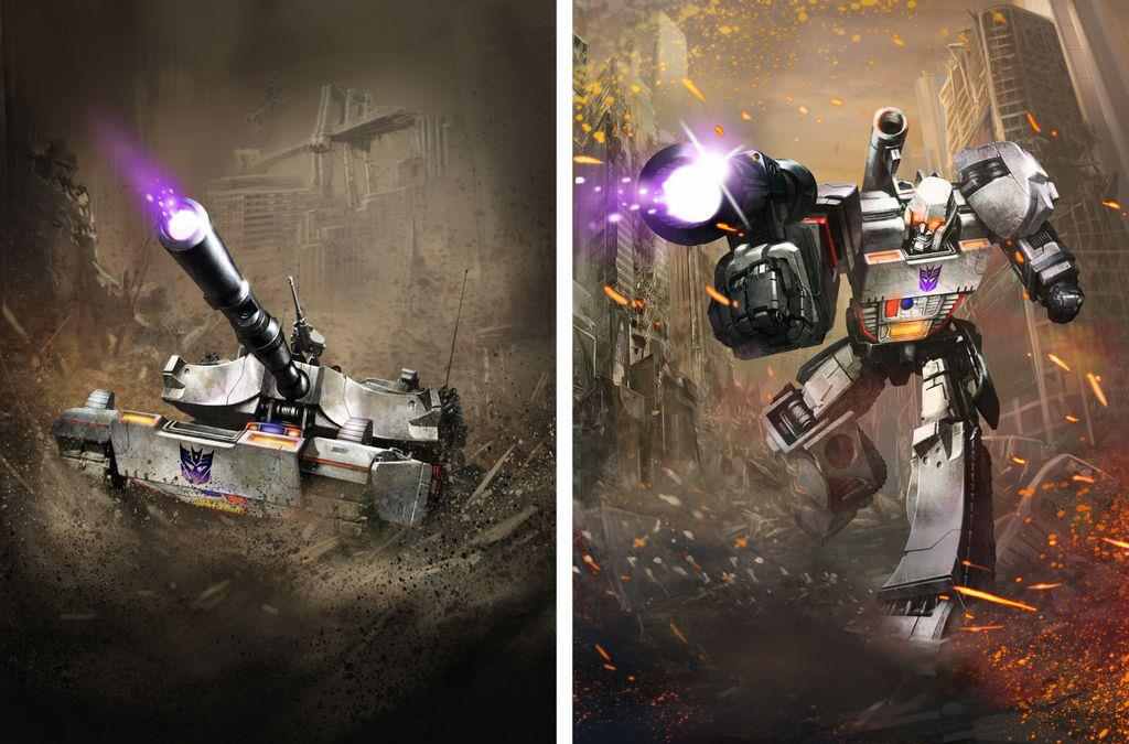 Megatron, Razorclaw, and Warpath from Transformers: Legends Mobile Device Game