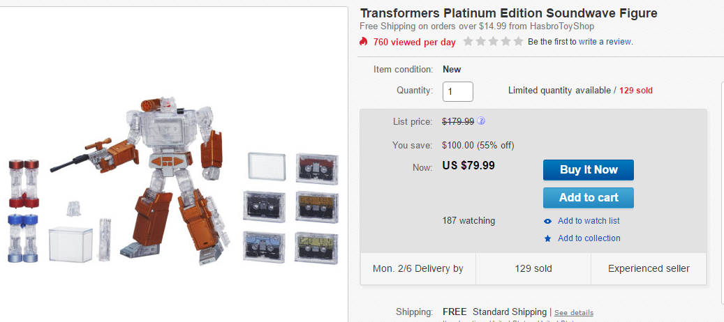 Steal of a Deal: Platinum Edition Soundwave $79.99 plus deals on select RiD Toys