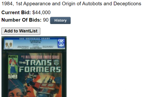 Transformers 1 Comic Sells for a Record $44,000
