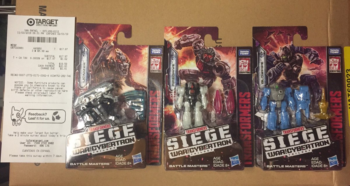 Target DPCI codes for Transformers WFC Siege and Wave 1 Battle Masters found