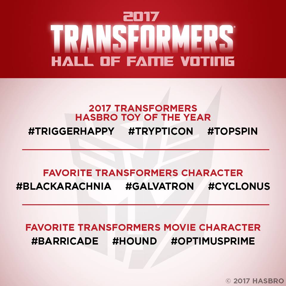 Transformers Hall of Fame 2017 Voting Open