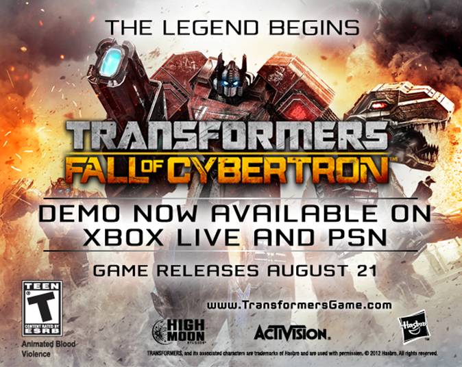 Transformers: Fall of Cybertron Demo Available Now for Xbox Live and PSN