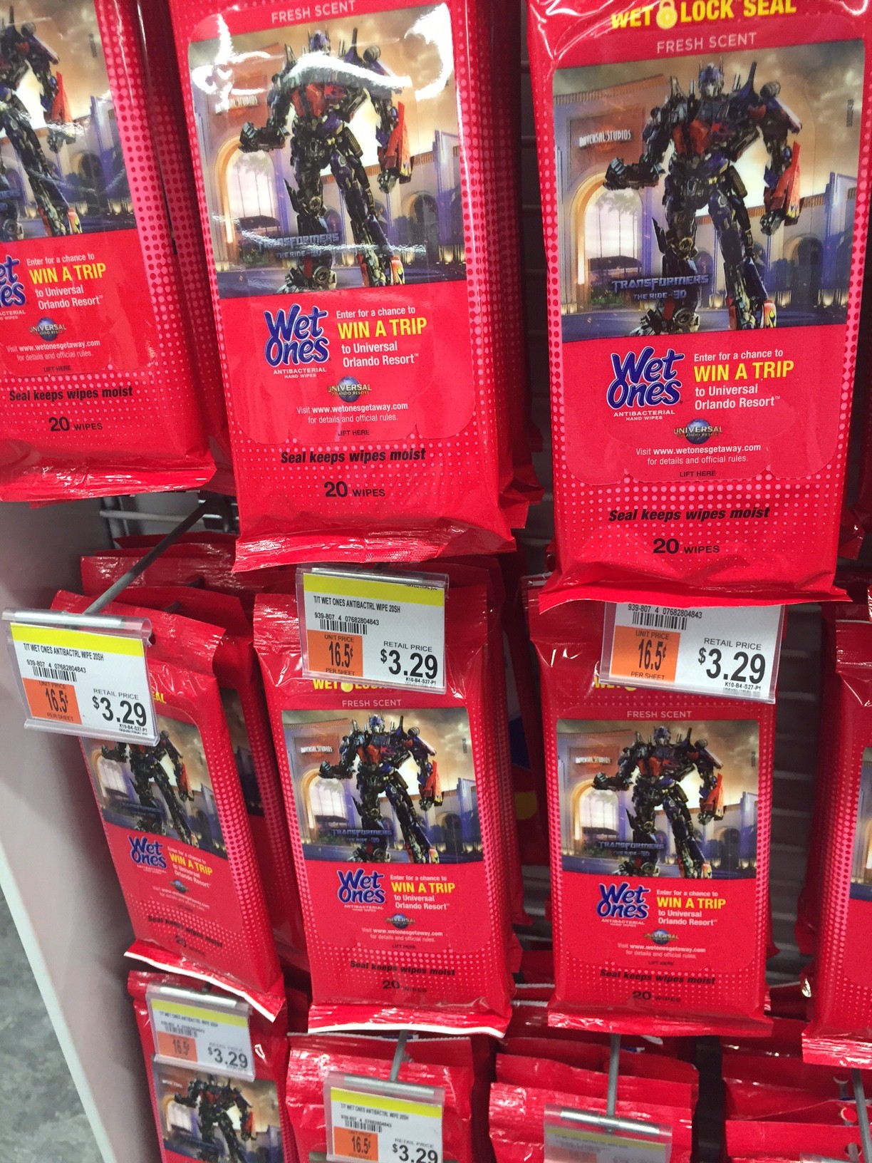 Transformers Branded Wet Ones Wipes Found at Retail and Universal Studios Vacation Contest