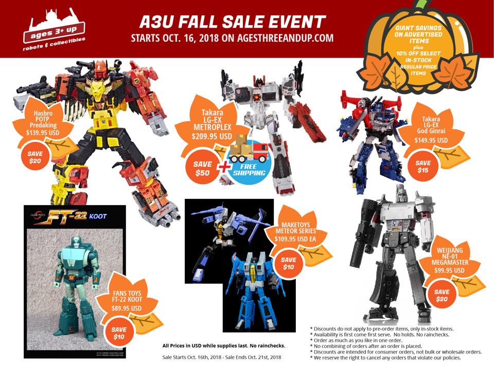 Ages Three and Up Fall Sale Event 2018